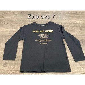 NWOT Zara boys sz 7 Find me Here long sleeve tshirt